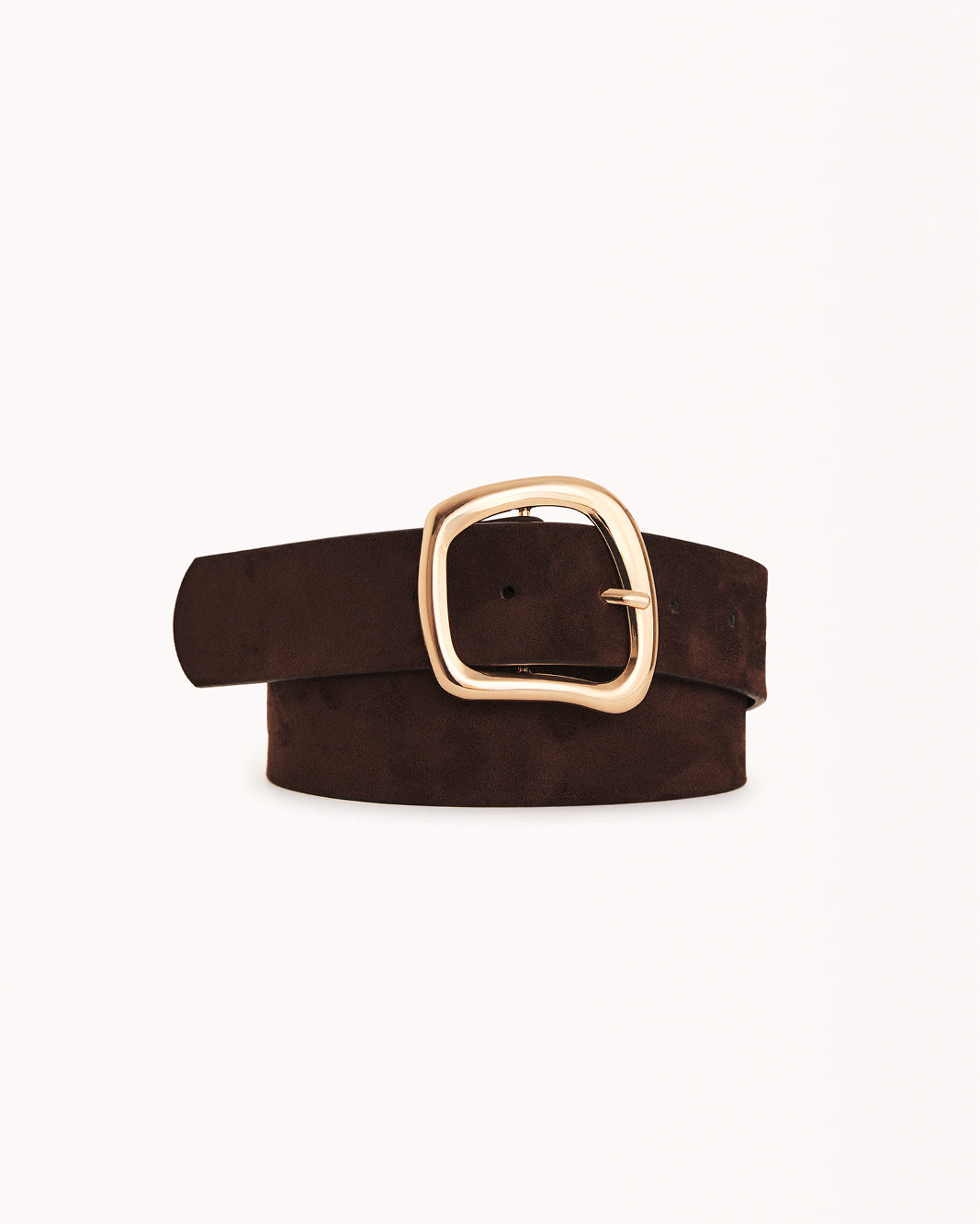 Carter Belt - Dark Cacao Suede-Gold