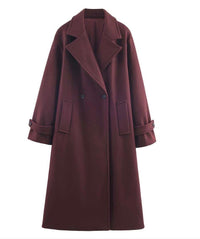 Wine Wool Blend Coat