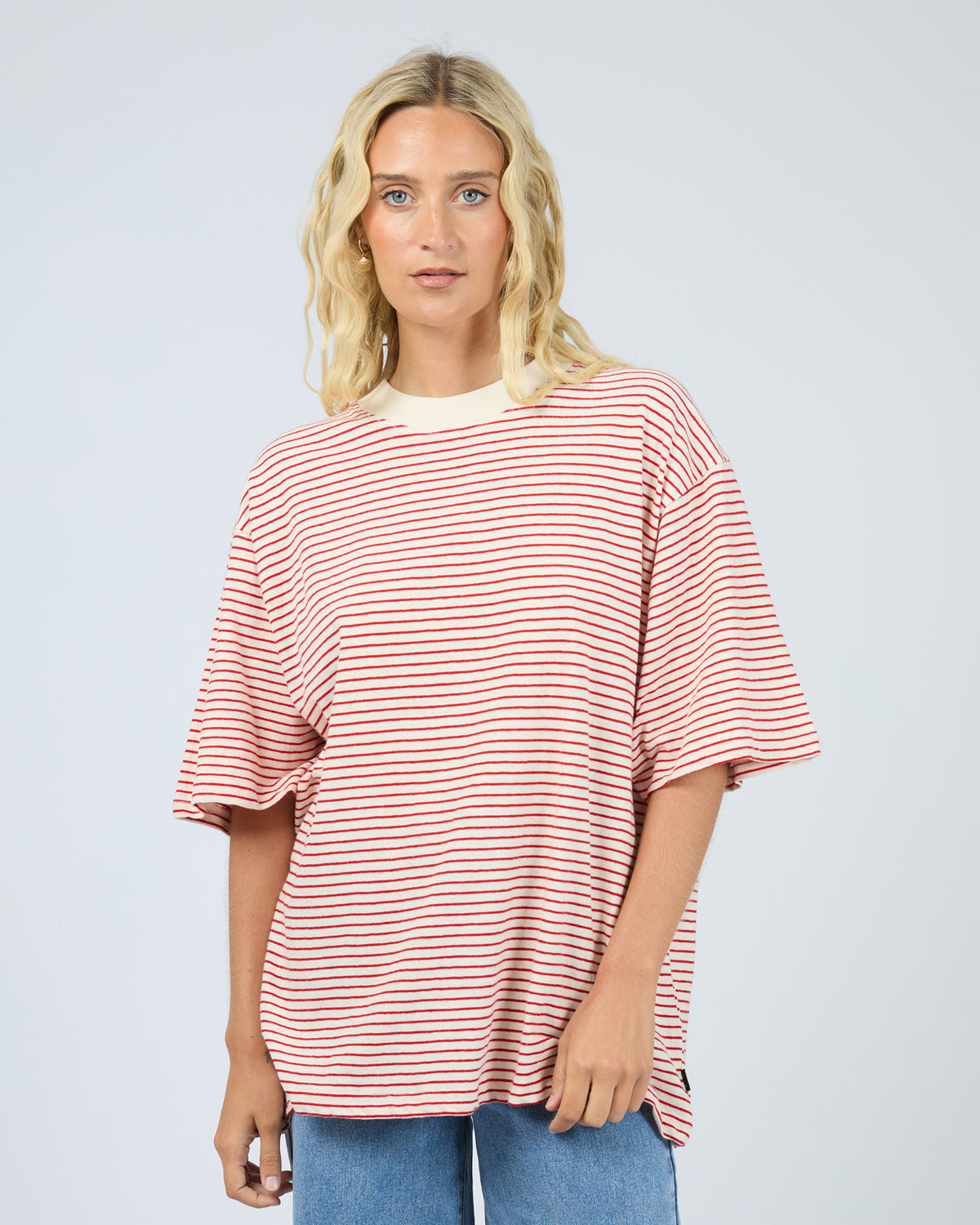 Kya Oversized Stripe Tee - Red