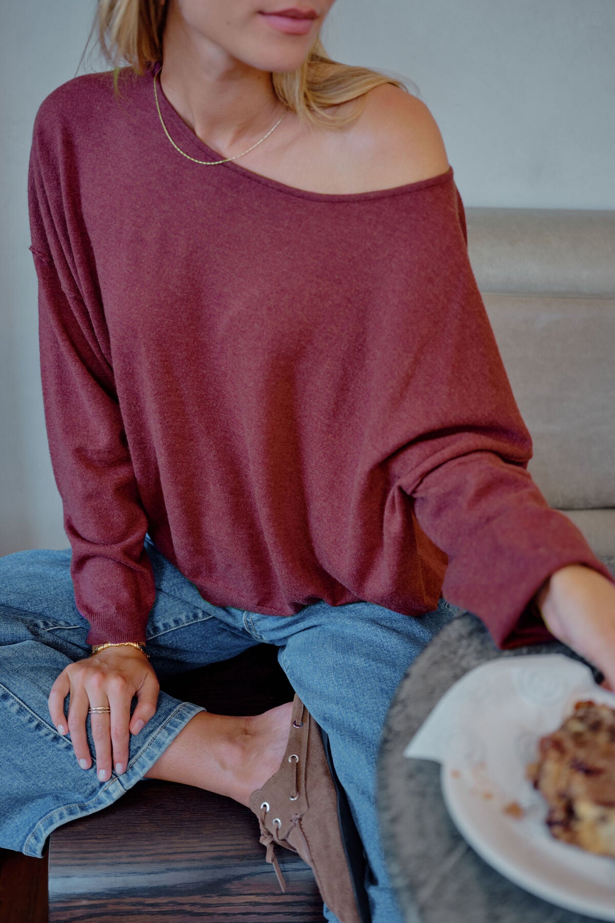 LIZA DRAPEY SOFT KNIT/WASHED BURGUNDY