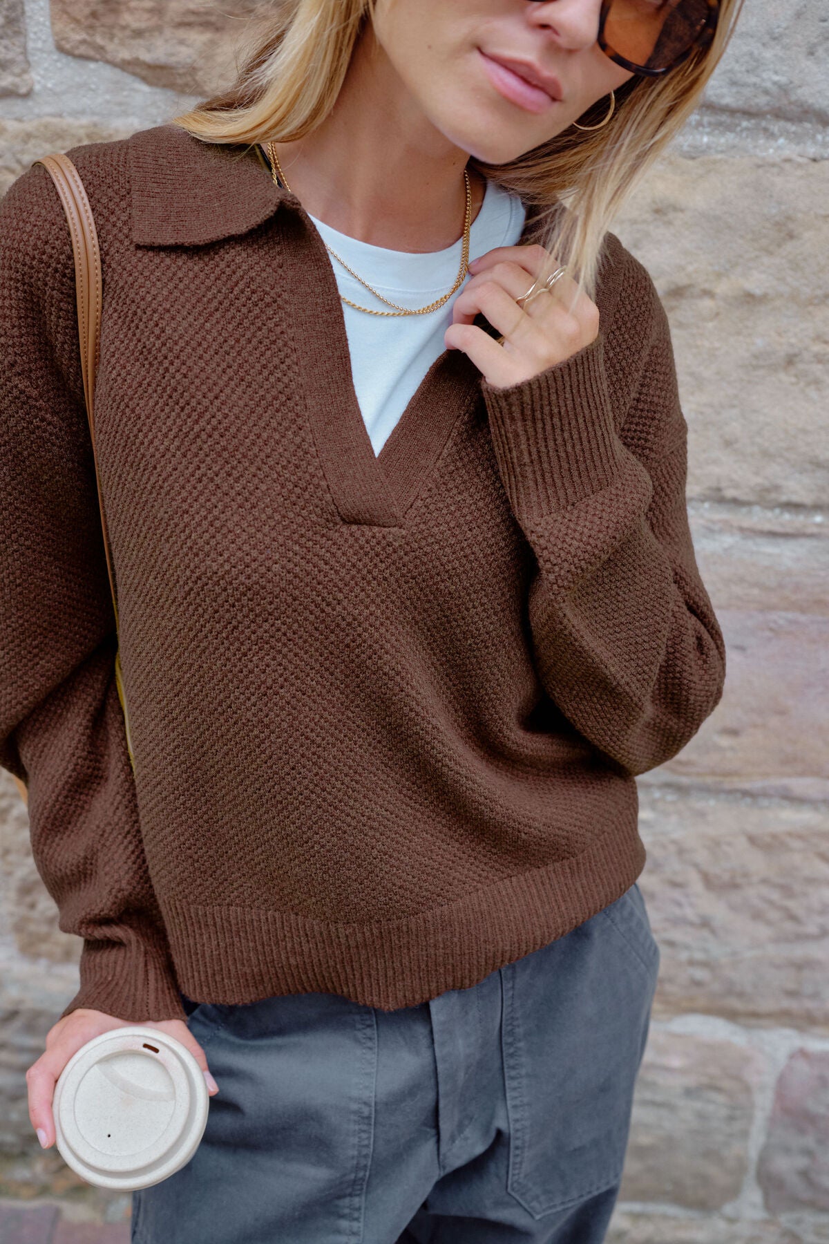 Kira Collared Knit - Chocolate