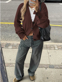 Chocolate Button Cuff Cardi