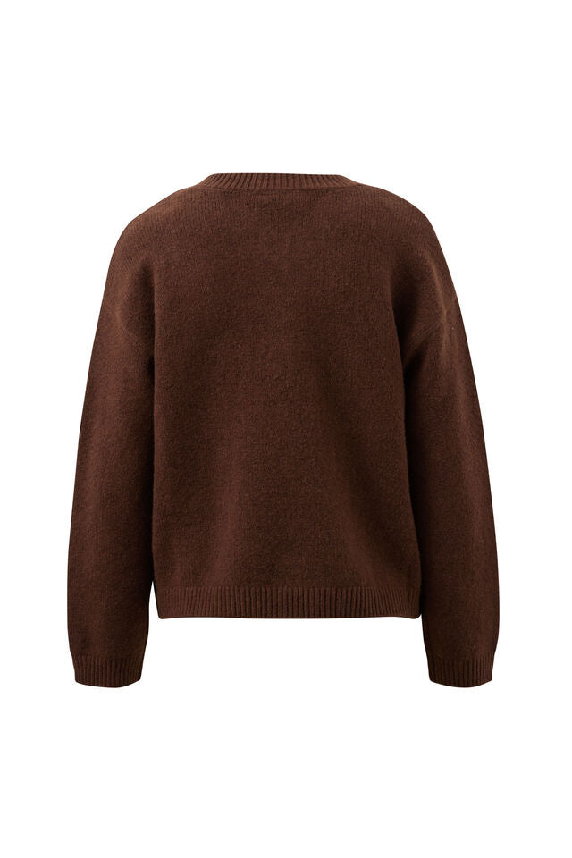 June V Neck Knit Pullover - Chocolate