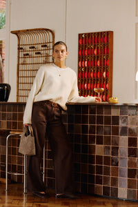 June V Neck Knit Pullover - Milk