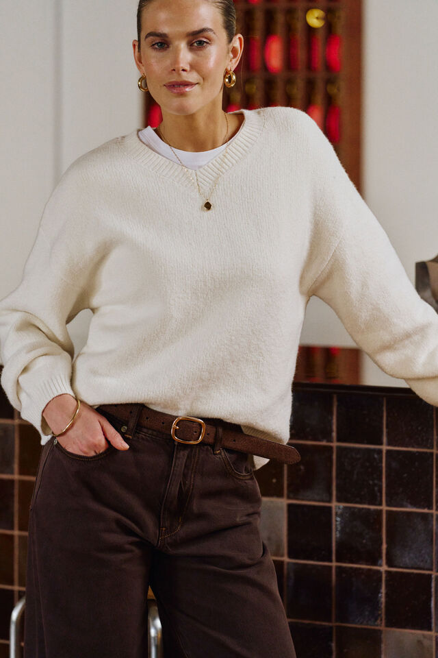 Ceres Life - une V Neck Knit Pullover - Milk