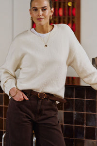 Ceres Life - une V Neck Knit Pullover - Milk