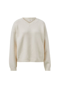 June V Neck Knit Pullover - Milk