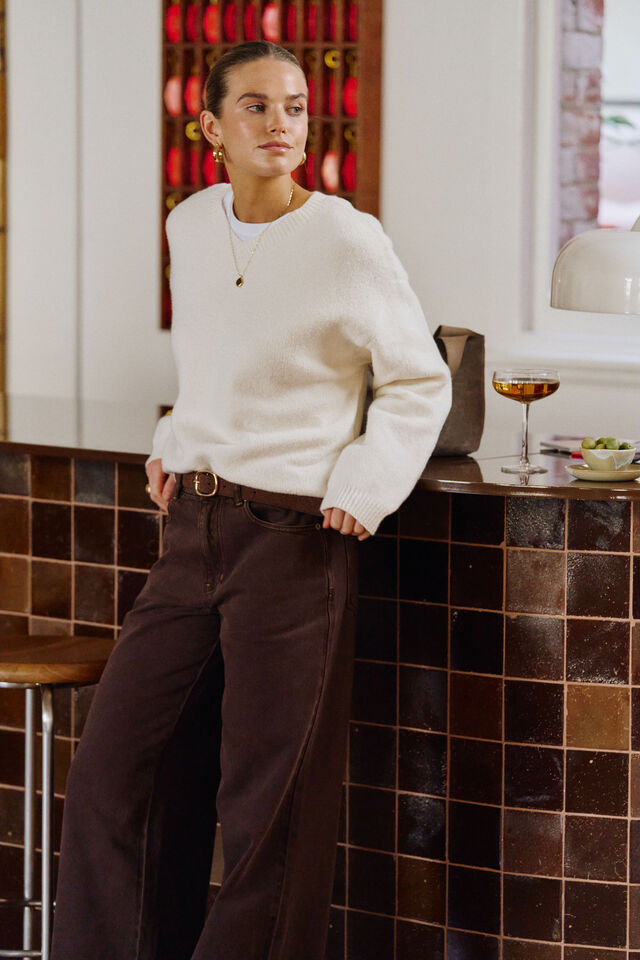 June V Neck Knit Pullover - Milk