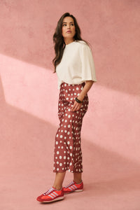 Millie Slip Skirt - Rust/Cream Spot