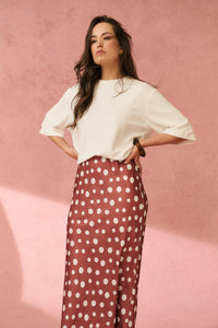 Millie Slip Skirt - Rust/Cream Spot
