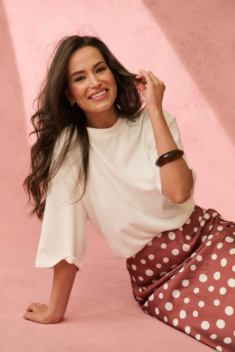 Millie Slip Skirt - Rust/Cream Spot