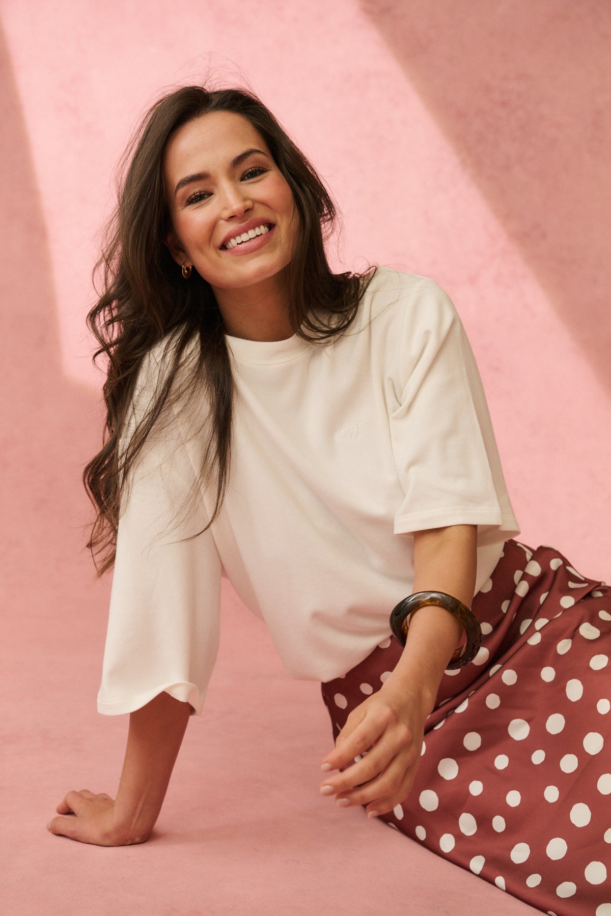 Millie Slip Skirt - Rust/Cream Spot