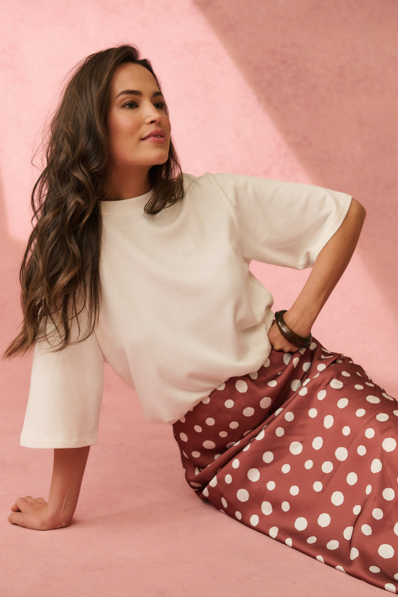 Millie Slip Skirt - Rust/Cream Spot