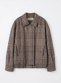 Check Bomber Jacket - Brown