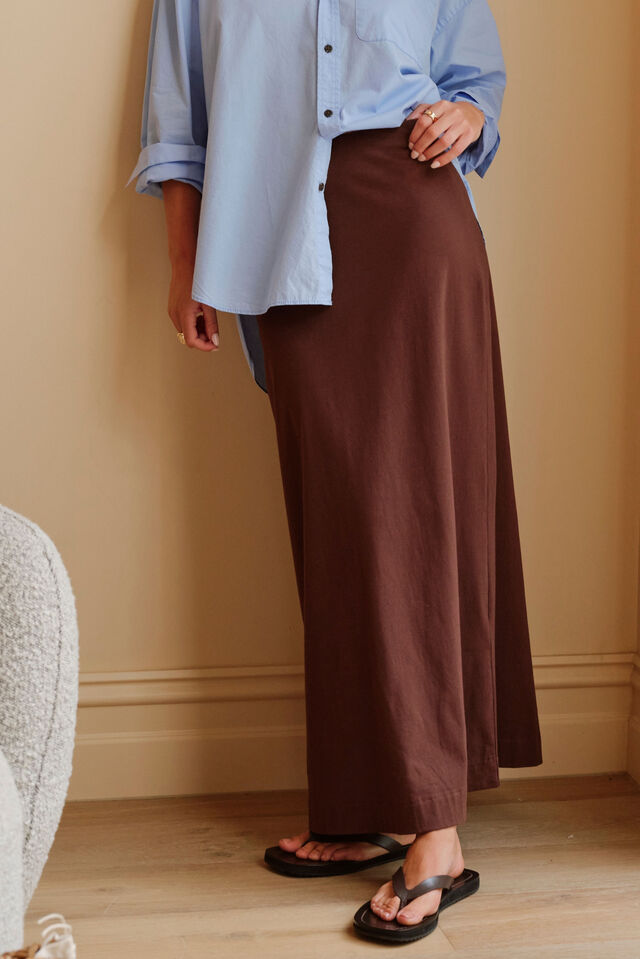 Clara Column Skirt - Chocolate. Ceres Life