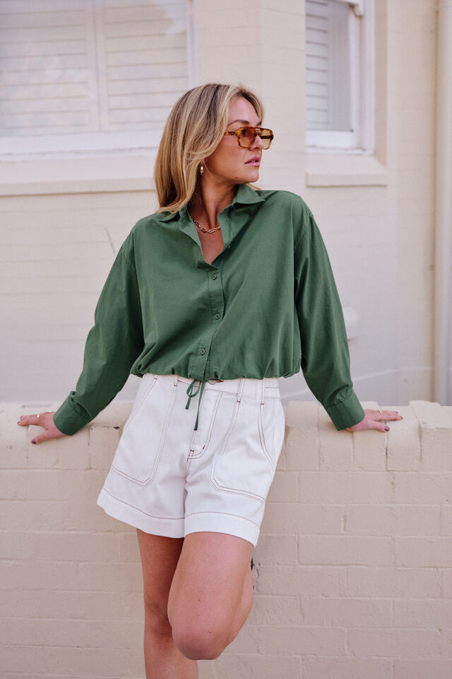 Clover Tie Shirt - Basil. Ceres Life