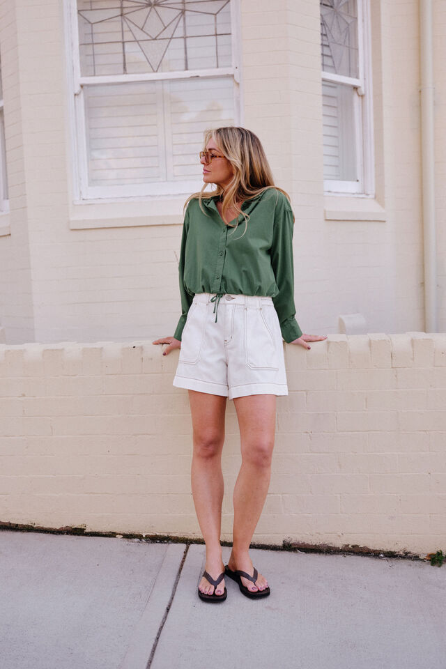 Clover Tie Shirt - Basil. Ceres Life