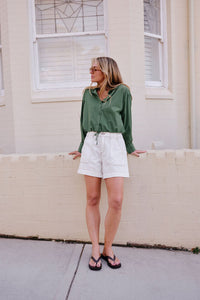 Clover Tie Shirt - Basil. Ceres Life