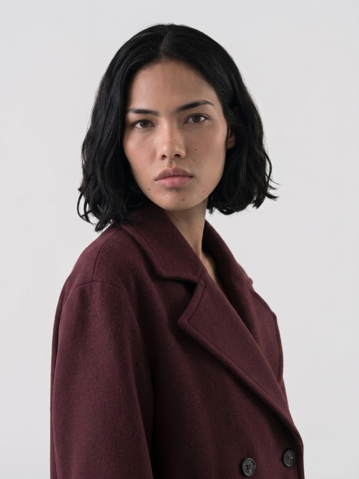 Wine Wool Blend Coat