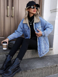 Fur Lined Boyfriend Denim Jacket