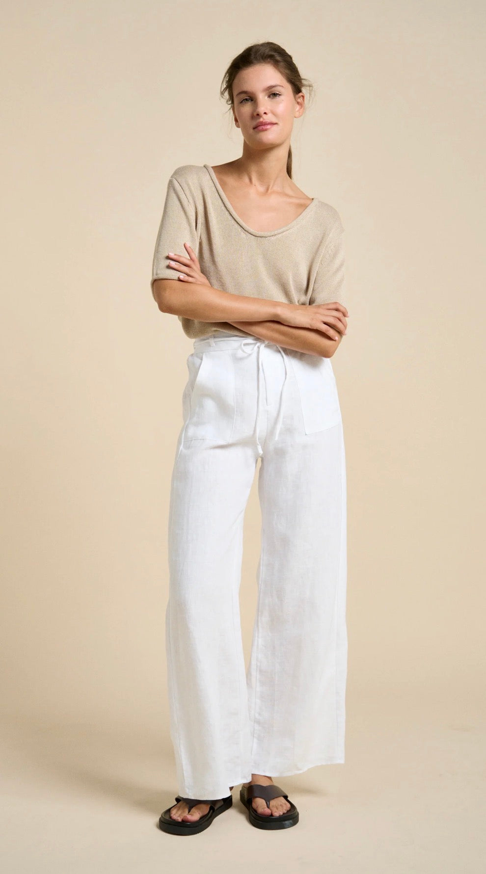 Scoop Neck Spring Tee - Natural