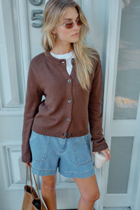 Nelly Long Sleeve Knit Cardi - Chocolate