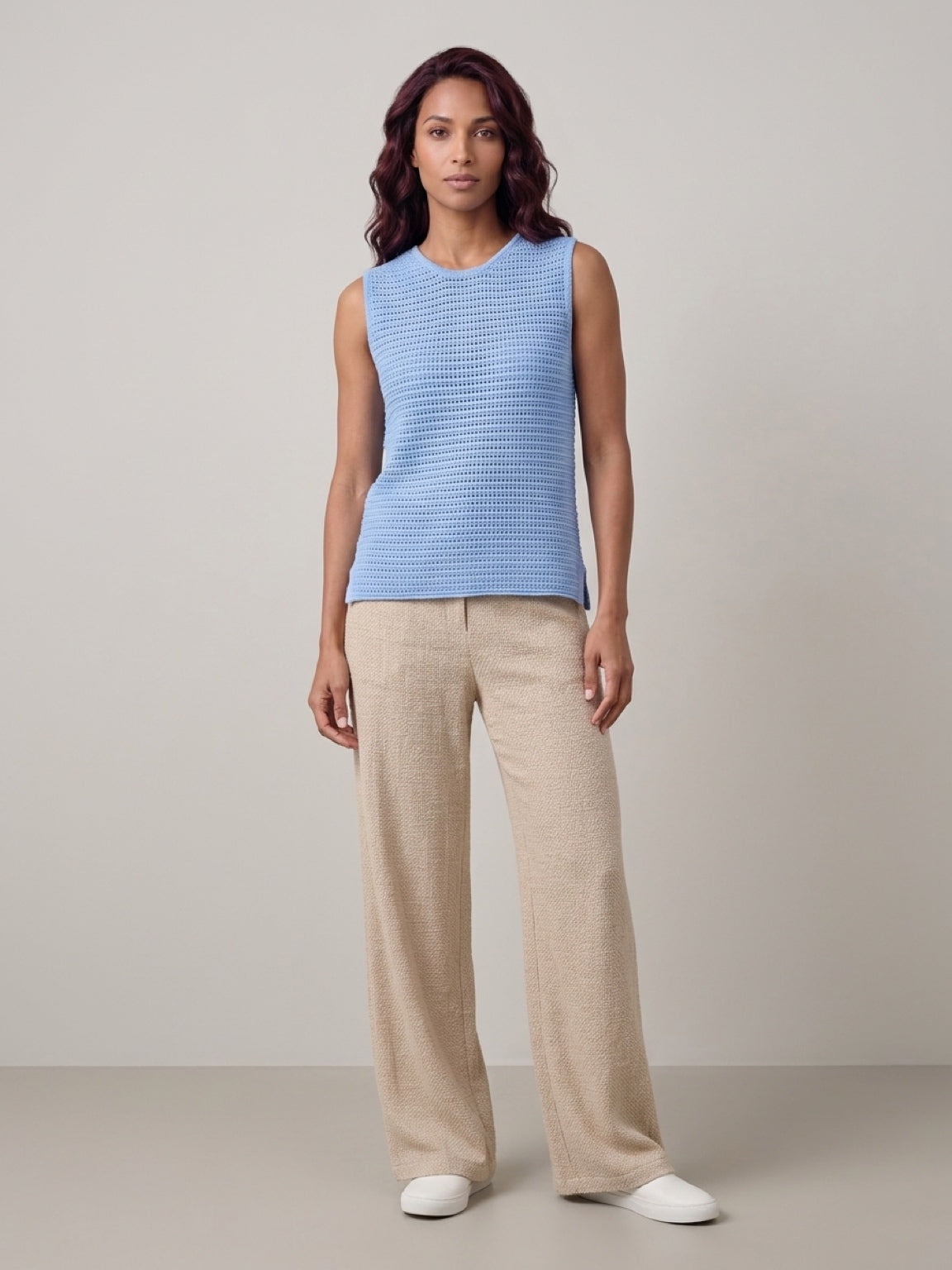 Ceres Life | Margot Mesh Knit Tank - Sky Blue