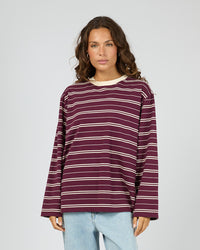 Stripe Long Sleeve Tee - Cherry