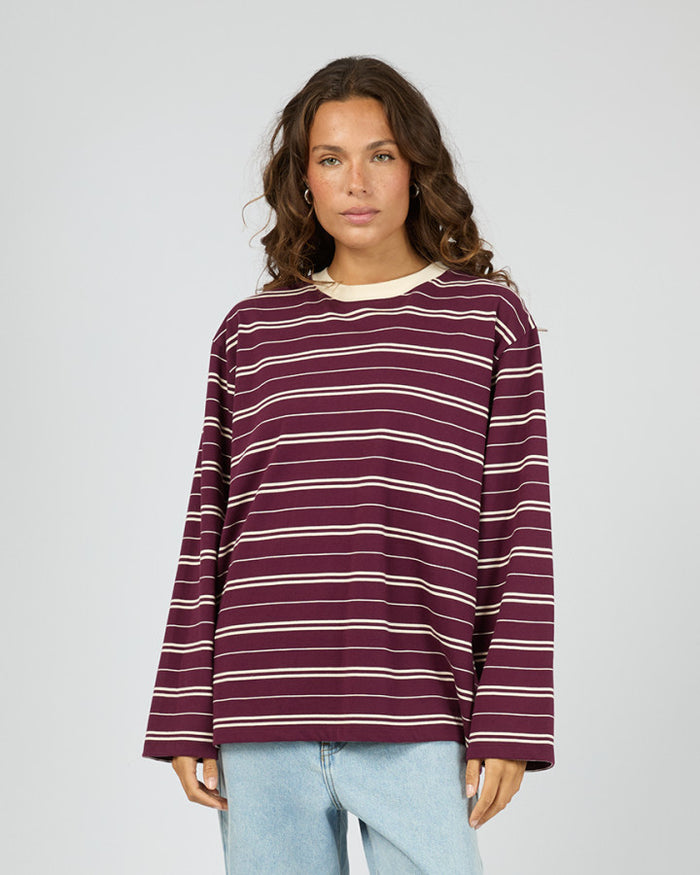 Stripe Long Sleeve Tee - Cherry