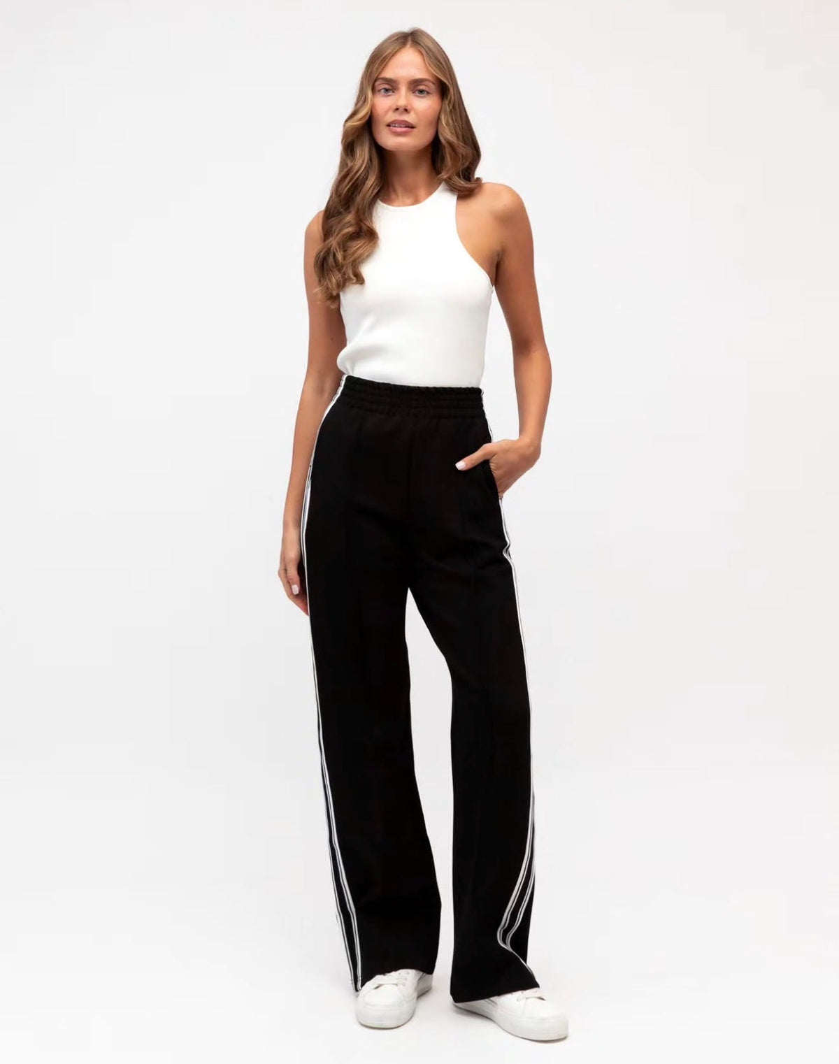 Black Pants with White Stripe