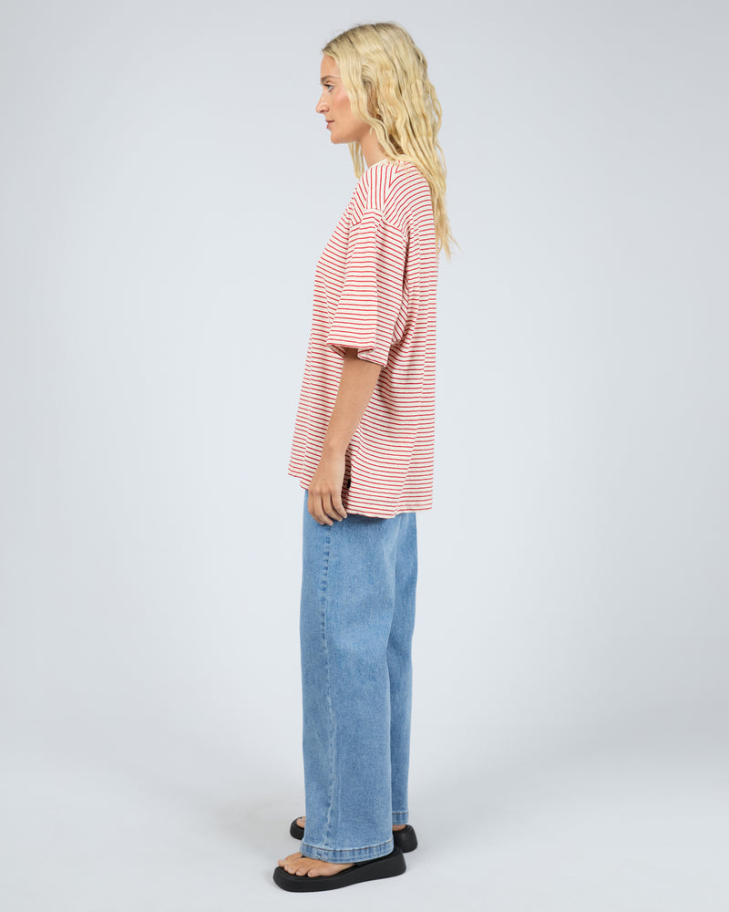 Kya Oversized Stripe Tee - Red