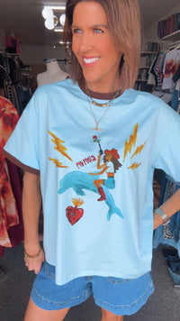 Giddy Up T-shirt - Blue/Brown