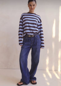 Kara Blue Brown Stripe Top
