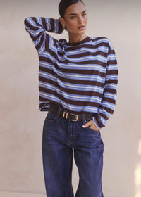 Kara Blue Brown Stripe Top