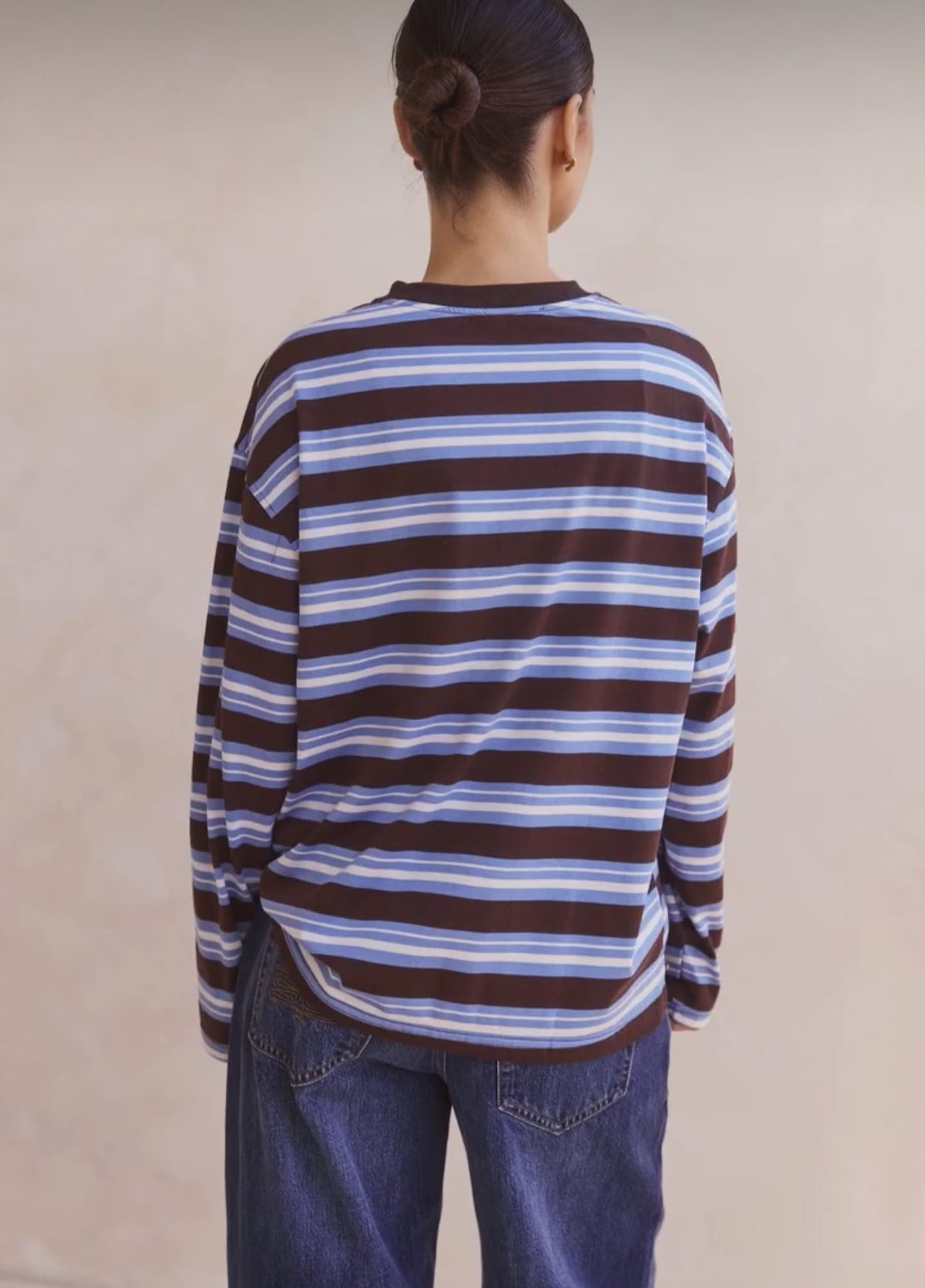 Kara Blue Brown Stripe Top