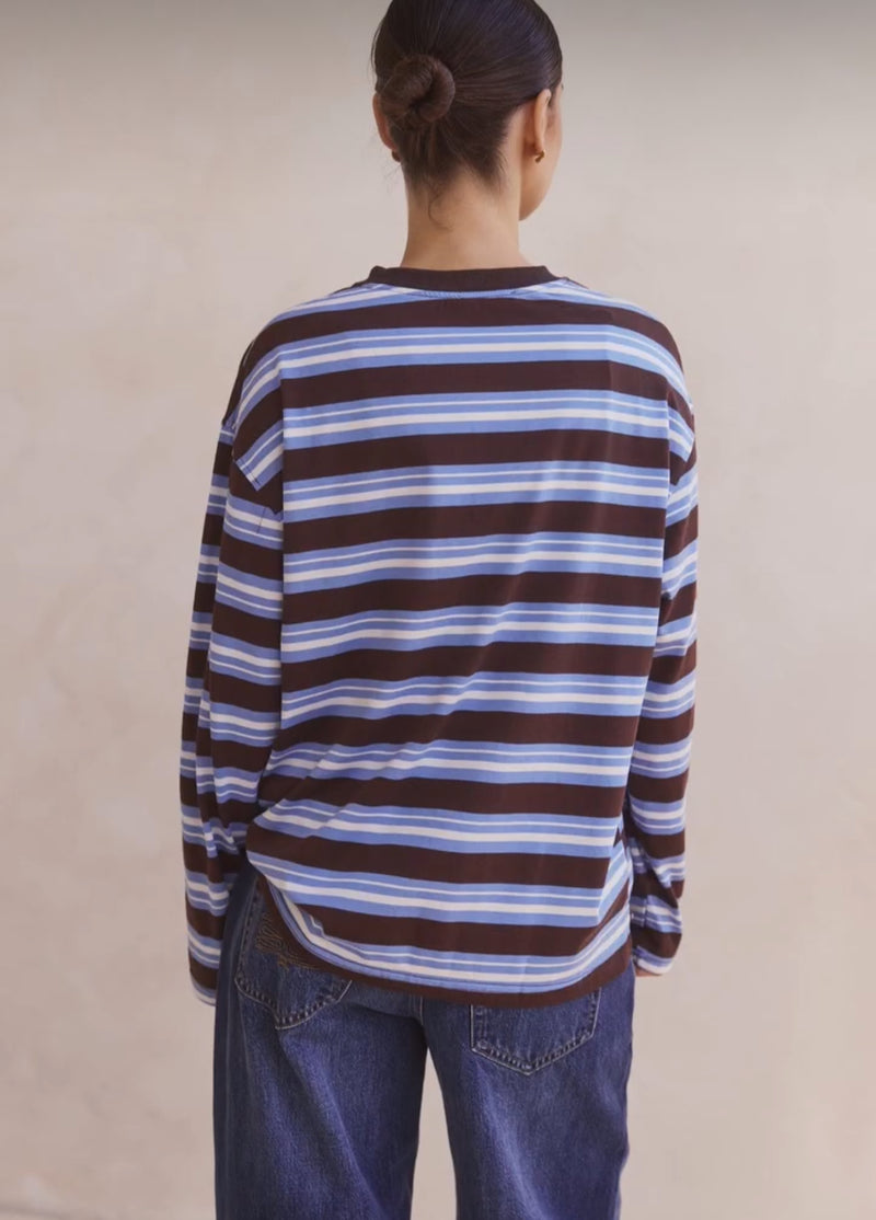 Kara Blue Brown Stripe Top