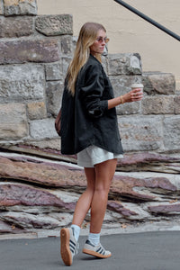 Bobbi Side Pocket Denim Shacket - Washed Black