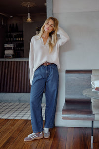 Leah Tapered Barrel Jean - Fresh Indigo