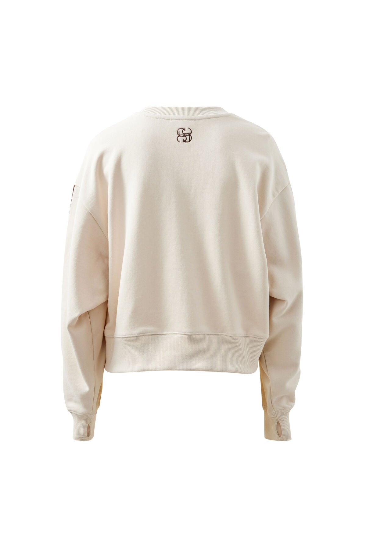 Sasha Sporty Slouchy Crew - Buff Chocolate Side Stripe