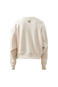 Sasha Sporty Slouchy Crew - Buff Chocolate Side Stripe