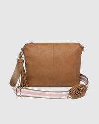 Daisy Stripe Crossbody Bag - Camel. Louenhide