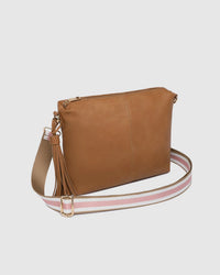 Daisy Stripe Crossbody Bag - Camel. Louenhide