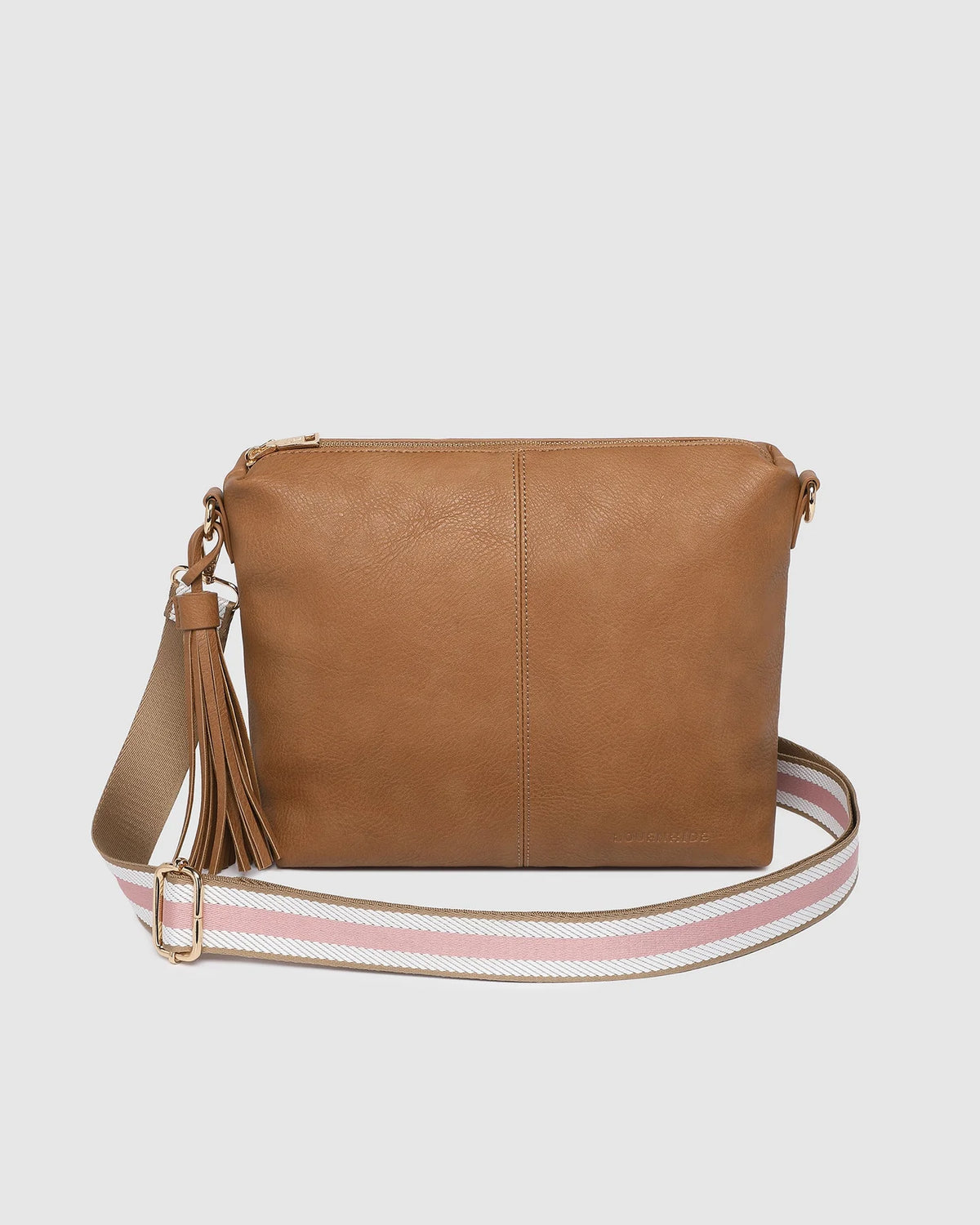 Daisy Stripe Crossbody Bag - Camel. Louenhide