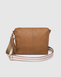 Daisy Stripe Crossbody Bag - Camel. Louenhide