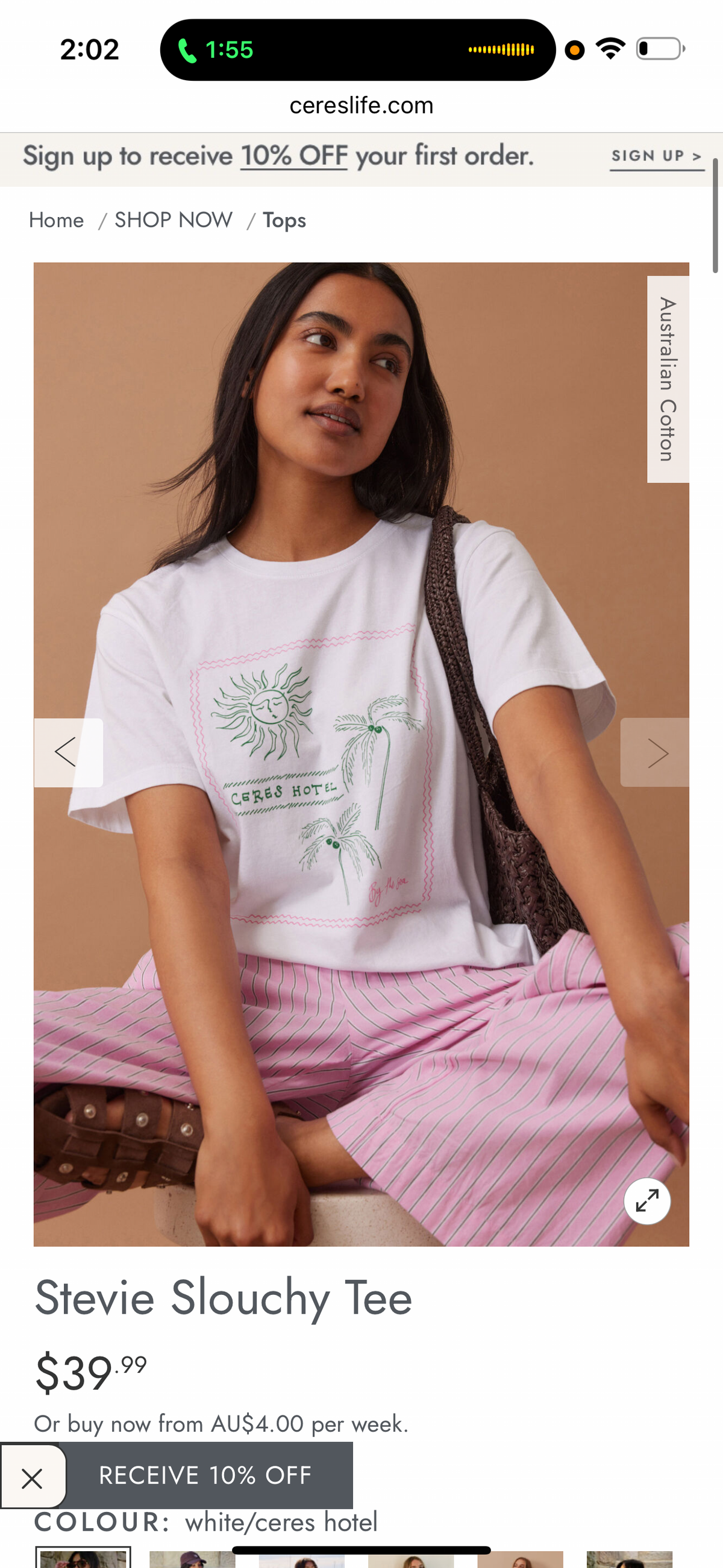 Stevie Slouchy Tee - White Ceres Hotel