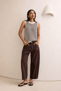 Maddy Mesh Knit Tank - Brunette Stripe
