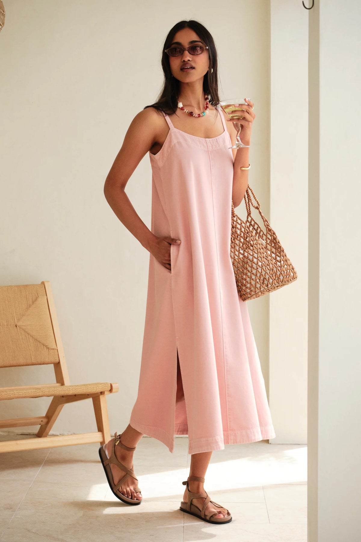 Remy Strappy Midi Dress - Blossom Pink