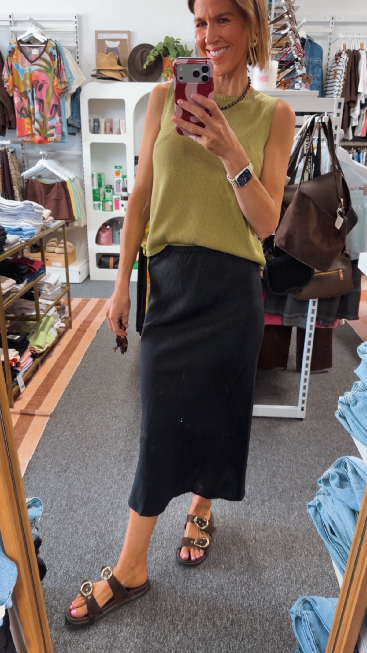 Linen Slip Skirt - Black