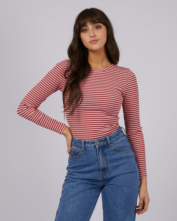 Eve Rib Stripe Long Sleeve - Pink