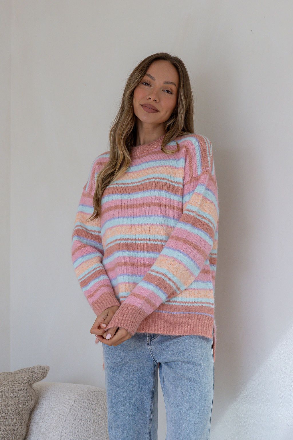 Bastille Chunky Stripe Knit - Blue/Pink